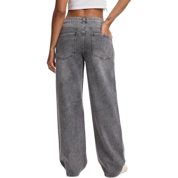 Women’s Straight Leg Jeans Denim Large Casual Vintage Boyfriend Fit - Picture 5 of 8